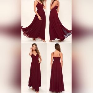 Lulus All About Love Maxi Dress Wine Burgundy